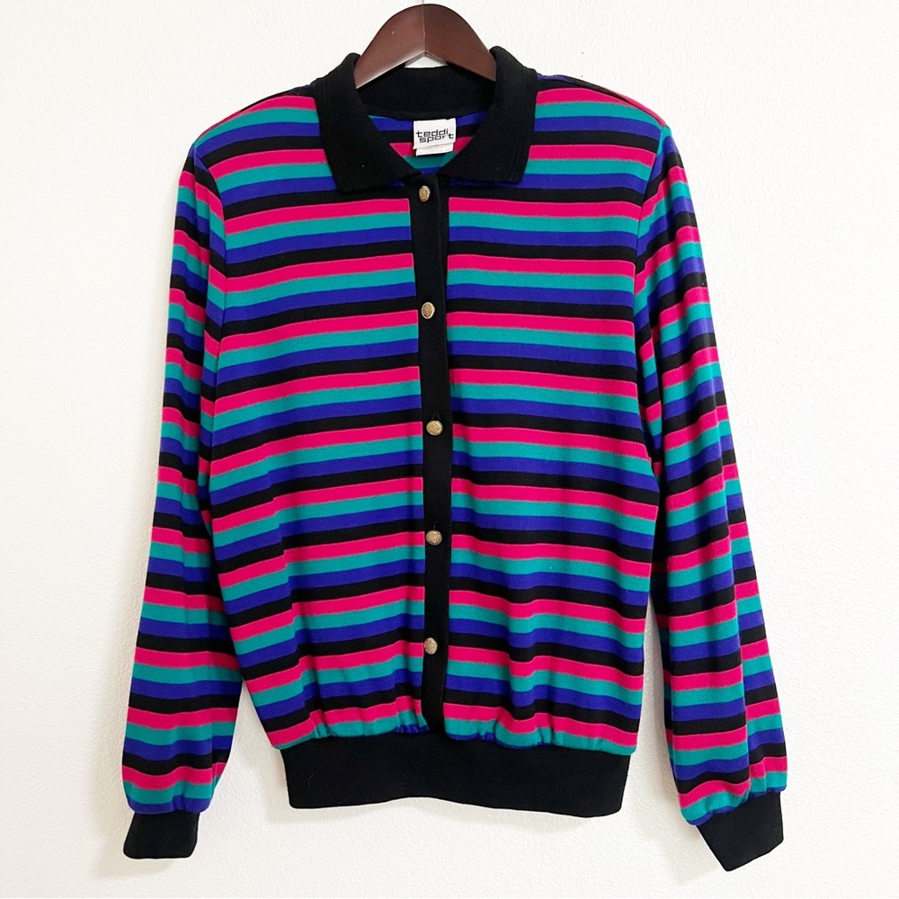 Vintage 80s Teddy Sport Pullover Cardigan